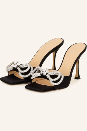 Mach & Mach Mules Double Bow Mit Schmucksteinen schwarz
