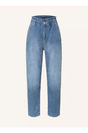 raffaello rossi Damen Skinny Jeans - Paperbag-Jeans Riana blau