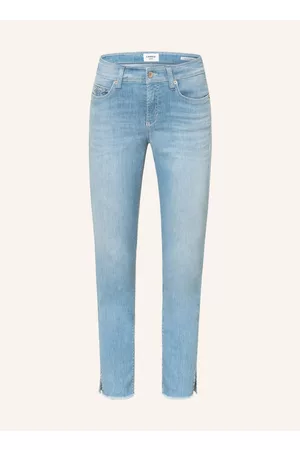 Cambio Damen Slim Jeans - 7/8-Jeans Piper Mit Schmucksteinen blau