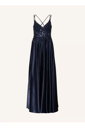 Vera Mont Damen Kleider - Abendkleid Mit Schmucksteinen Und Pailletten blau
