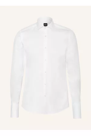 HUGO BOSS Herren Business Hemden - Hemd Hank Slim Fit Mit Umschlagmanschette weiss