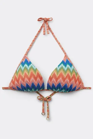 Calzedonia Gepolstertes Push-up-Bikinioberteil Elegant Chevron Frau Größe 70B/65C