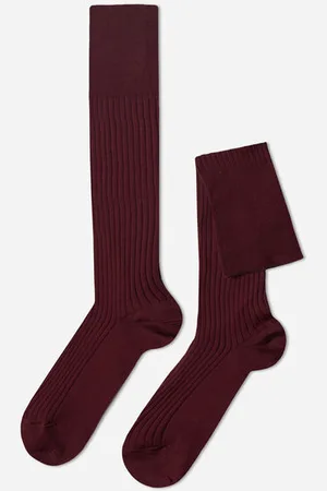 Calzedonia Lange gerippte Herrensocken mit Fil d‘Ecosse Mann Größe 40-41