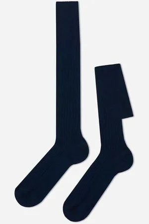 Calzedonia Lange gerippte Herrensocken mit Fil d‘Ecosse Mann Größe 42-43