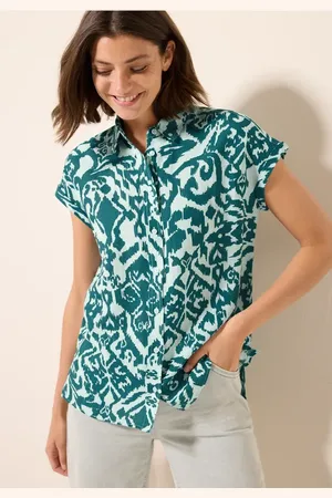 CECIL Gemusterte Leinen-Bluse