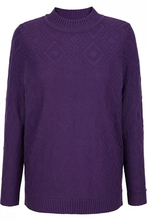 m. collection Damen Strickpullover - Pullover mit Strickmuster Lila
