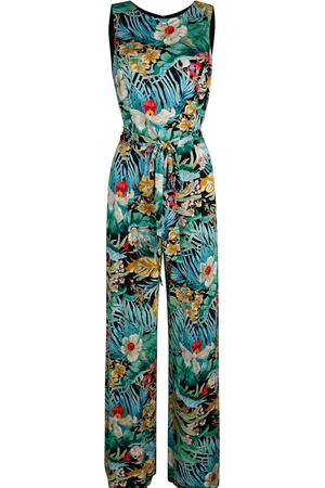 ALBA MODA Damen Strandmode - Strandoverall in allover floralem Print und modernem weiten Bein Multicolor