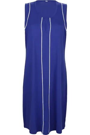 BLUE MOON Damen Strandkleider - Strandkleid mit Biesen im Vorderteil Royalblau