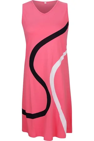 BLUE MOON Damen Strandkleider - Strandkleid mit platziertem Druck im Vorderteil Pink