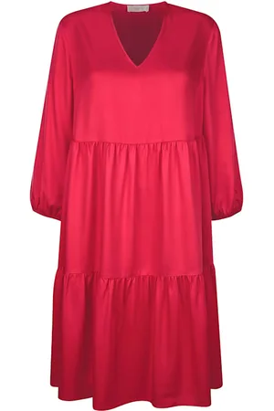 MONA Damen Bedruckte Kleider - Kleid mit Stufenrock Rot