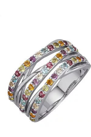 Amara Trend Damen Ringe - Damenring mit Edelsteinen in Silber 925 Silber