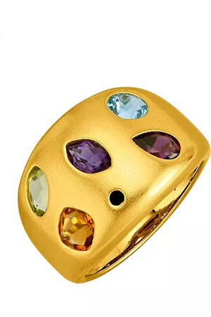 CORNELIA Damen Ringe - Damenring mit Edelsteinen in SIlber 925 Gelbgoldfarben