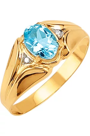 CORNELIA Damen Ringe - Damenring mit Blautopas 1,00 ct. und Diamanten in Gelbgold 585 Gelbgold