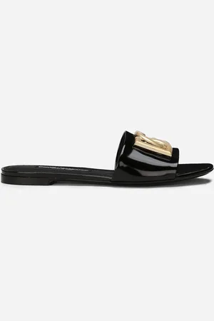 Dolce & Gabbana Pantolette Aus Glã¤nzendem Kalbsleder - Frau Pantoletten Und Mules Leder 35