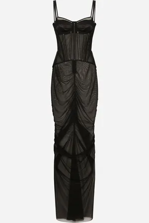 Dolce & Gabbana Langes Kleid Mit Bustierdetails Aus Tüll - Frau Kleider Schwarz 36
