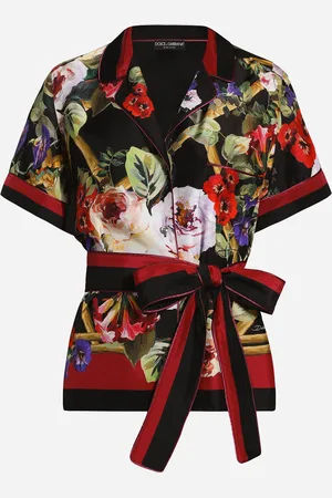 Dolce & Gabbana Pyjamabluse Aus Twill Rosengarten- - Frau Blusen Und Tops 38
