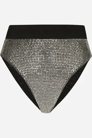 Dolce & Gabbana Kim High-waisted Briefs With Sequins And Fusible Rhinestones - Frau Unterwäsche 1