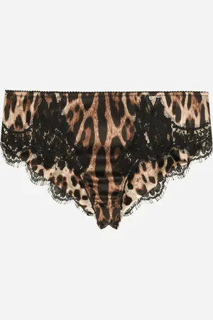 Dolce & Gabbana Slip Aus Satin Leoprint Mit Spitze - Frau Unterwäsche Animalprint Baumwolle 1