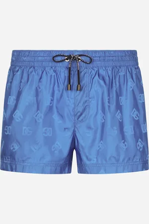 Dolce & Gabbana Short Jacquard Swim Trunks With Dg Monogram - Mann Beachwear Hellblau Satin 3