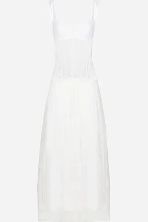 Dolce & Gabbana Langes Kleid Aus Spitze Mit Bustier-details - Frau Kleider Wei� 36