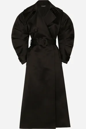 Dolce & Gabbana Trenchcoat Aus Duchesse Mit Gerafften Ärmeln - Frau Mäntel Und Jacken Schwarz 40
