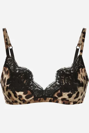 Dolce & Gabbana Soft-cup-bh Aus Satin Leoprint Mit Spitze - Frau Unterwäsche Animalprint Satin 1