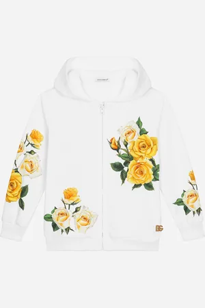 Dolce & Gabbana Kapuzensweatjacke Mit Reißverschluss Print Gelbe Rosen - Frau Collection 4 Years