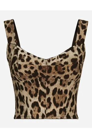 Dolce & Gabbana Blusen und Tops - Korsett aus Marquisette mit Leopardenmuster-Aufdruck