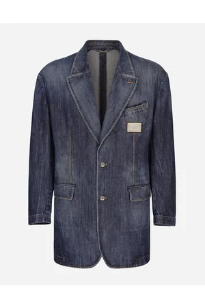 Dolce & Gabbana Mäntel und Jacken - Jeansjacke unstrukturiert mit Logoplakette
