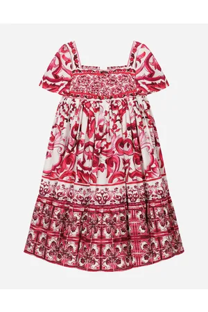 Dolce & Gabbana Kleider - Langes Kleid aus Popeline Majolika-Print