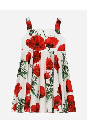 Dolce & Gabbana Children best seller selection - Midikleid aus Popeline Mohnblumen-Print