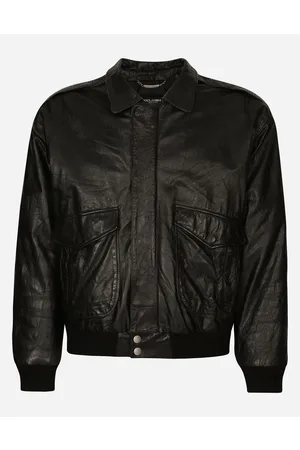 Dolce & Gabbana Mäntel und Jacken - Vintage-Lederjacke mit Logoplakette