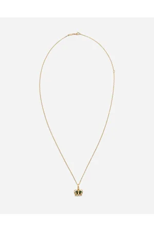 Dolce & Gabbana Ketten - Anhänger Crown mit krone und grünem jadestein