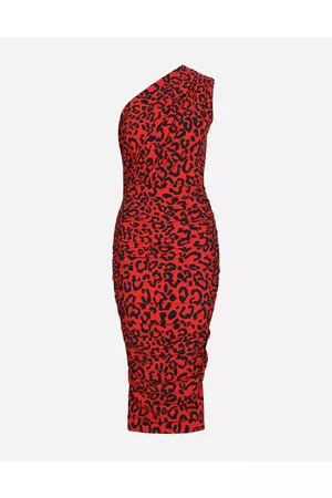 Dolce & Gabbana Kleider - One-Shoulder-Kleid aus Jersey Leoprint
