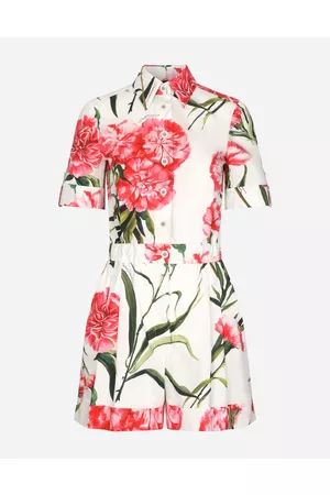 Dolce & Gabbana Women best seller selection - Kurzer Jumpsuit aus Popeline Nelken-Print