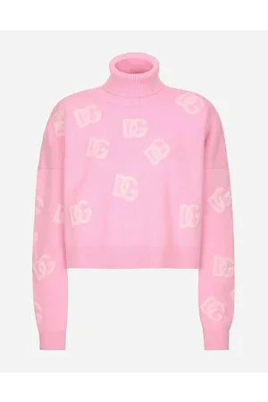 Dolce & Gabbana Strickwaren - Kurzer Pullover aus Kaschmir mit DG-Intarsienlogo