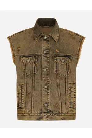 Dolce & Gabbana Mäntel und Jacken - Ärmellose Jeansjacke überfärbt