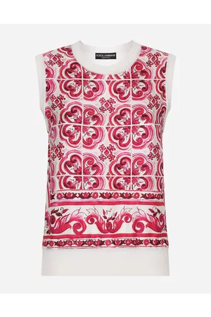 Dolce & Gabbana Strickwaren - Pullover aus Seide und Twill Majolika-Print