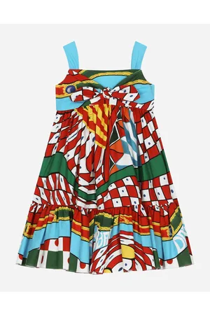 Dolce & Gabbana Kleider - Ärmelloses Kleid aus Popeline mit Carretto-Print