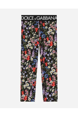 Dolce & Gabbana Hosen und Röcke - Leggings aus Interlock Wiesenblumen-Print