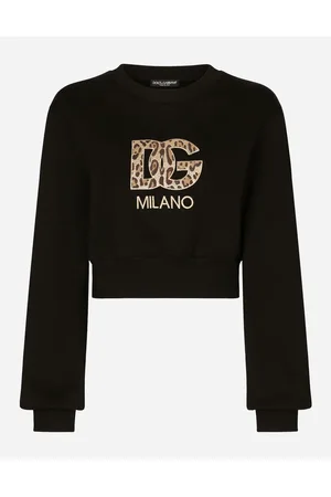 Dolce & Gabbana T-Shirts und Sweatshirts - Kurzes Sweatshirt aus Jersey mit DG-Patch-Stickerei