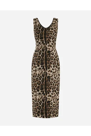 Dolce & Gabbana Langes Kleid Aus Jersey-jacquard Leomuster - Frau Kleider Viskose 40