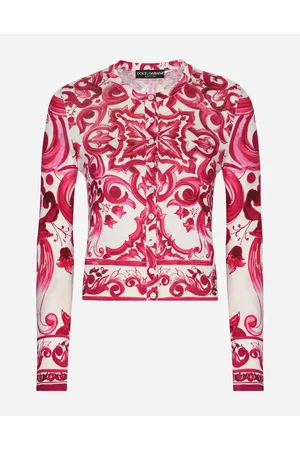 Dolce & Gabbana Rundhalspullover Aus Seide Majolika-print - Frau Strickwaren Seide 46