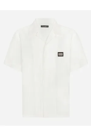 Dolce & Gabbana Hawaiihemd Aus Leinen Mit Logoplakette - Mann Hemden Wei� Leinen 40