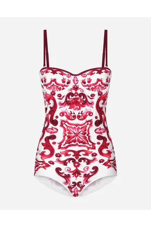 Dolce & Gabbana Balconette-badeanzug Majolika-print - Frau Beachwear Fuchsia Stoff 1
