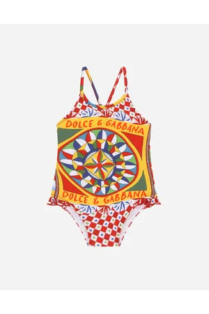 Dolce & Gabbana Badeanzug Carretto-print Und Rüschen An Der Seite - Frau Beachwear Carretto-print Stoff 3/6 Months