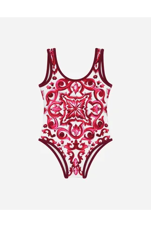 Dolce & Gabbana Badeanzug Majolika-print - Frau Beachwear Fuchsia Stoff 0/3 Months