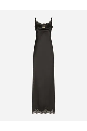 Dolce & Gabbana Langes Slip Dress Aus Satin Mit -plakette - Frau Kleider Seide 36