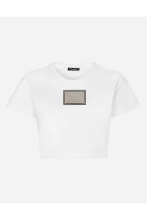 Dolce & Gabbana Kim Cropped T-shirt With “kim ” Tag - Frau T-shirts Und Sweatshirts Wei� Baumwolle 40