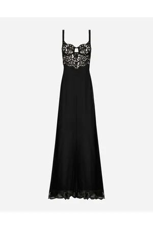 Dolce & Gabbana Langes Kleid Aus Seidenchiffon Und Oberteil Aus Spitze - Frau Kleider Seide 42